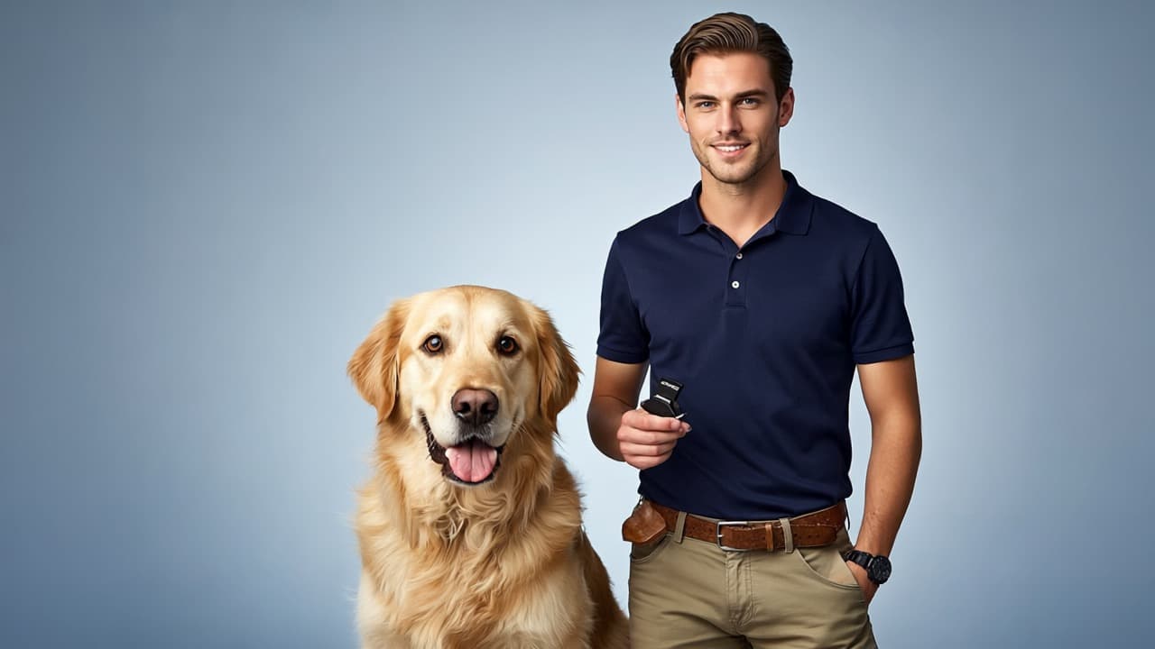Jason with a golden retriever